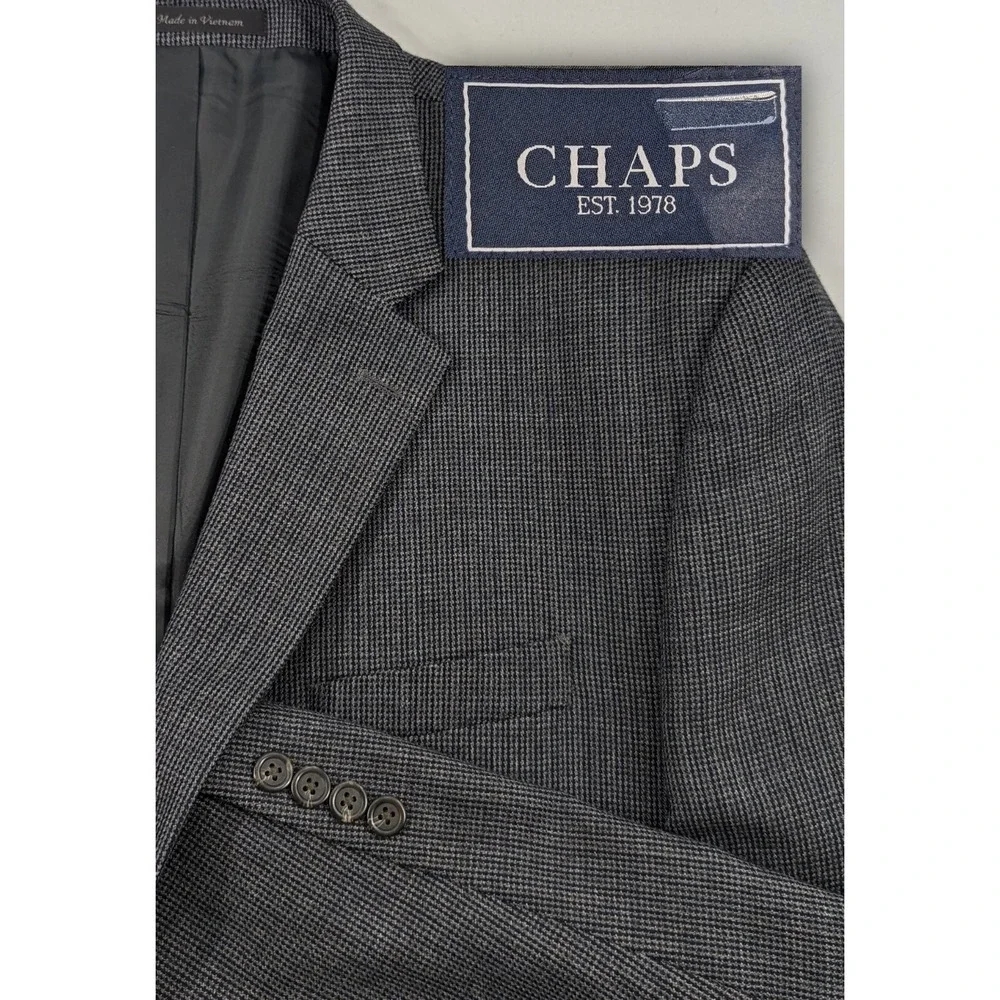 Chaps Ralph Lauren Blazer Suit‎ Jacket Soft Wool Birdseye Blue 48L *Small Hole